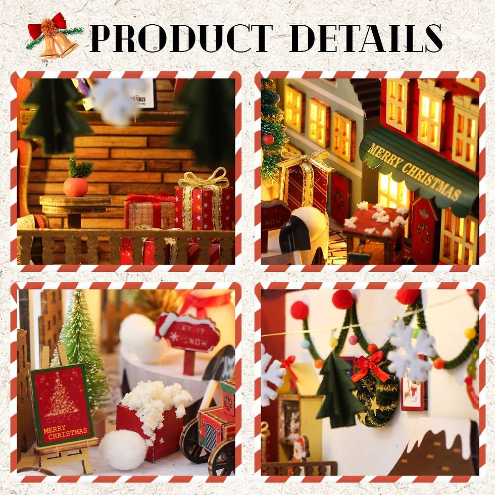 Thumbnail: Christmas DIY Book Nook 3D Puzzle Doll House with Sensor Light Dust Cover Music