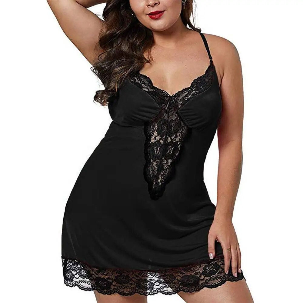 Plus Size Sexy Club Basis Dress for Women 2023 Large Size Lace Camisole Pajamas