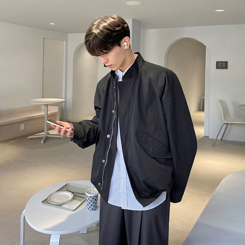 Thumbnail: Standing Collar Men's Jacket Loose Korean Casual Top