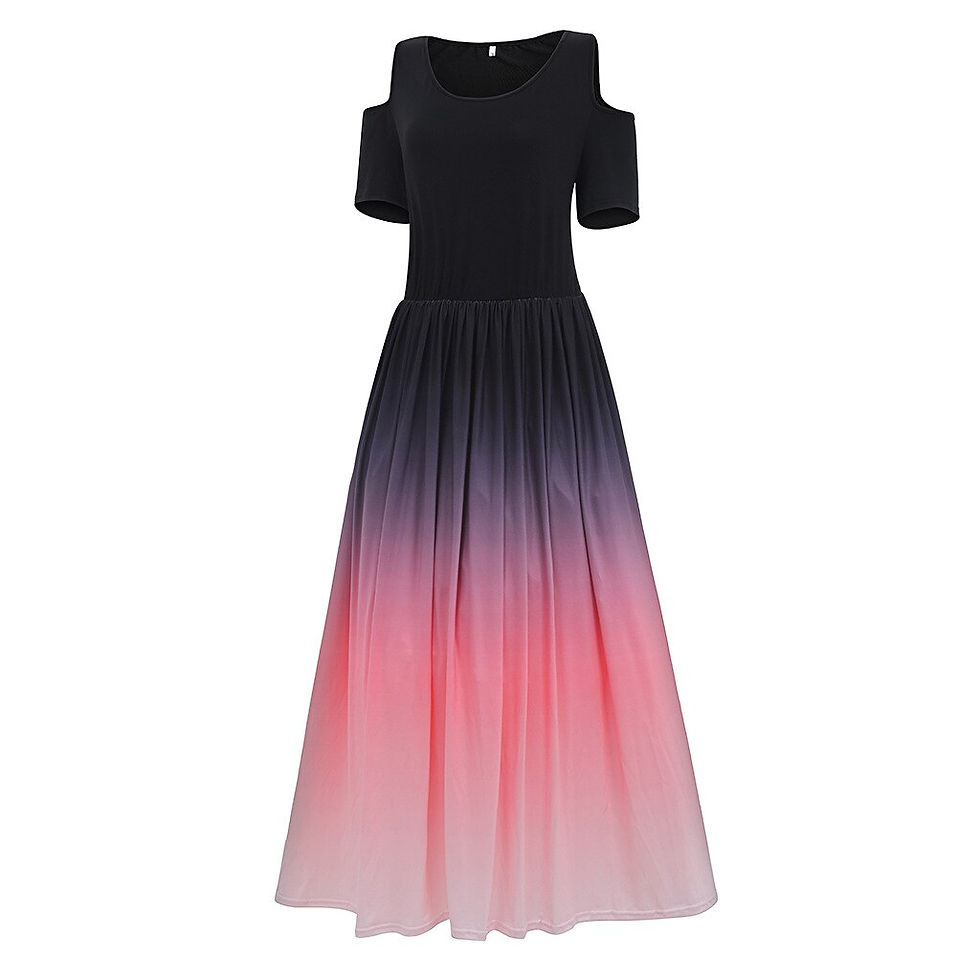 Miniatyrbild: Plus Size Cold Shoulder Ombre Round Neck Dress Evening Party Gradient Off-shoul