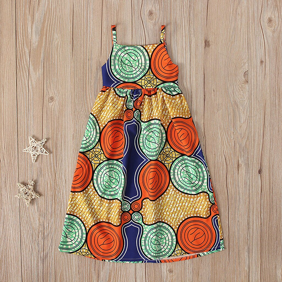 Thumbnail: Summer Dress Girls African Dashiki 3d Digital Print Suspenders Princess Dress