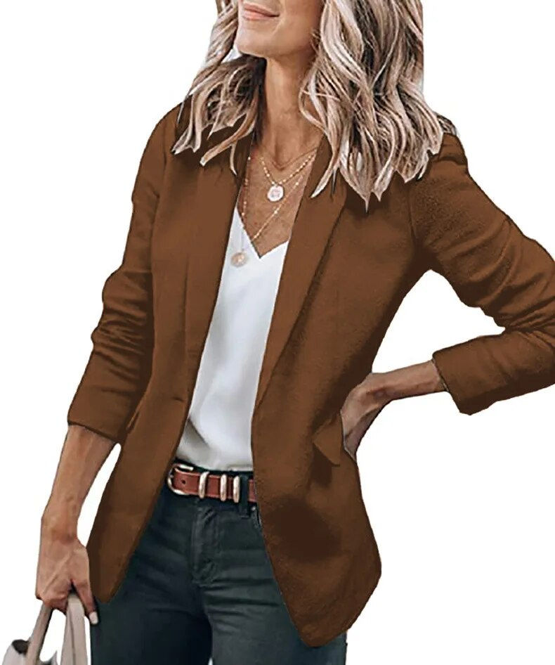 Pikkukuva: Autumn New Temperament Coat Women's Long Sleeve Solid Color Suit Collar Single 