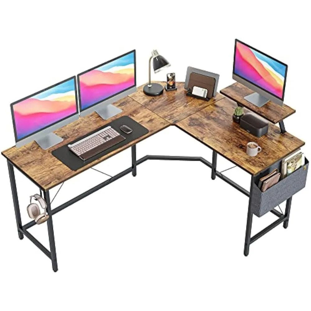 Cubiker 59.1" L-Shaped Gaming Desk, Home Office Computer Desk with Monitor Stan