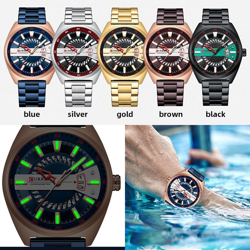 Miniatura: CURREN Men Watch Stainless Steel Band Luxury Quartz Wristwatches for Male Creat