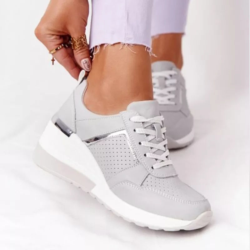 Thumbnail: 2022NEW Women Sneakers Lace-Up Wedge Sports Shoes Women's Vulcanized