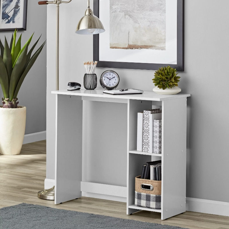 Minijatura: Mainstays Small Space Writing Desk with 2 Shelves, True Black Oak Finish laptop