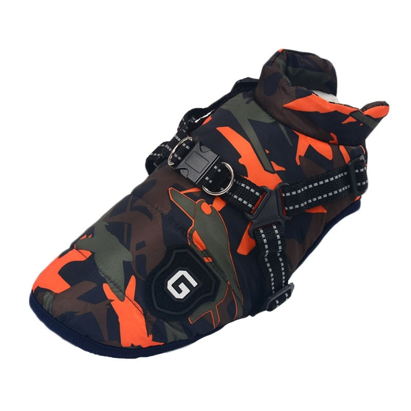 Thumbnail: Camouflage Winter Pet Dog Jacket With Harness Warm Dog Clothes for Small Large