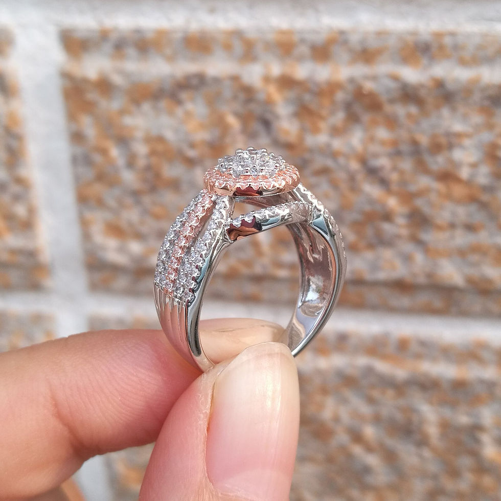 Thumbnail: Newshe Halo Rose Gold Color Engagement Rings Wedding Ring Set For Women