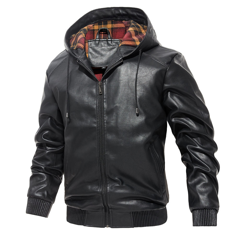 Minijatura: Men's Casual All-matching Hooded Leather Coat Trendy Basic