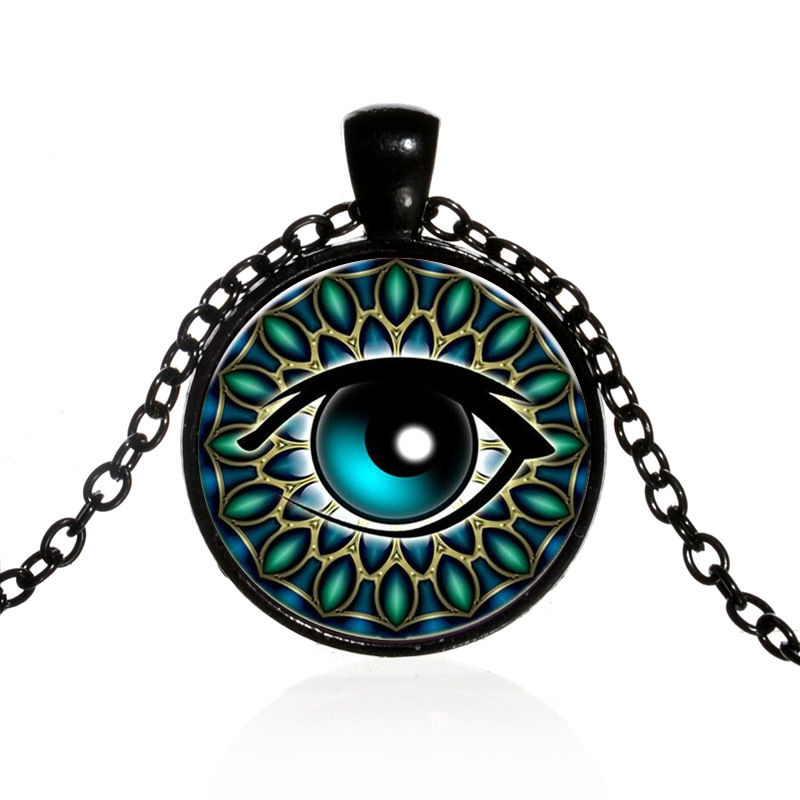 Thumbnail: European And American Blue Evil Eye Time Stone Pendant Necklace