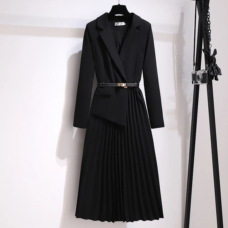 Thumbnail: Autumn Winter Dresses For Women 2023 New Arrivals High Waist Pleated Suit Dress