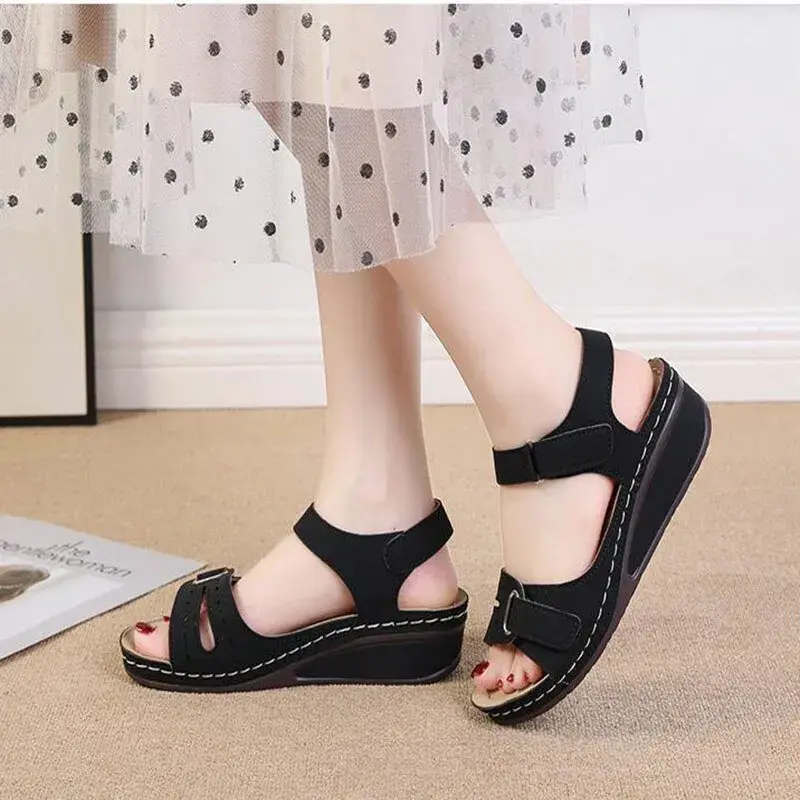 Thumbnail: Women Sandals Soft Stitching Ladies Comfortable Flat Open Toe Beach Shoes Footw