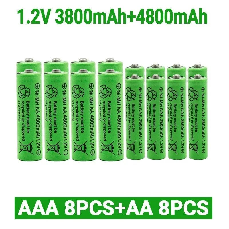 1.2V AA 4800mAh NI-MH Rechargeable Batteries+1.2 V AAA 3800 MAh Rechageable Bat