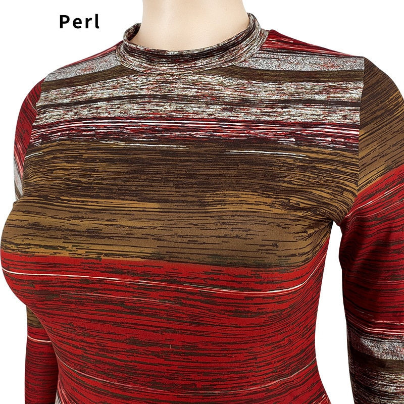 Miniatura: Perl Plus Size Patchwork Maxi Dress for Women 2022 Full Sleeve Slim Female Outf
