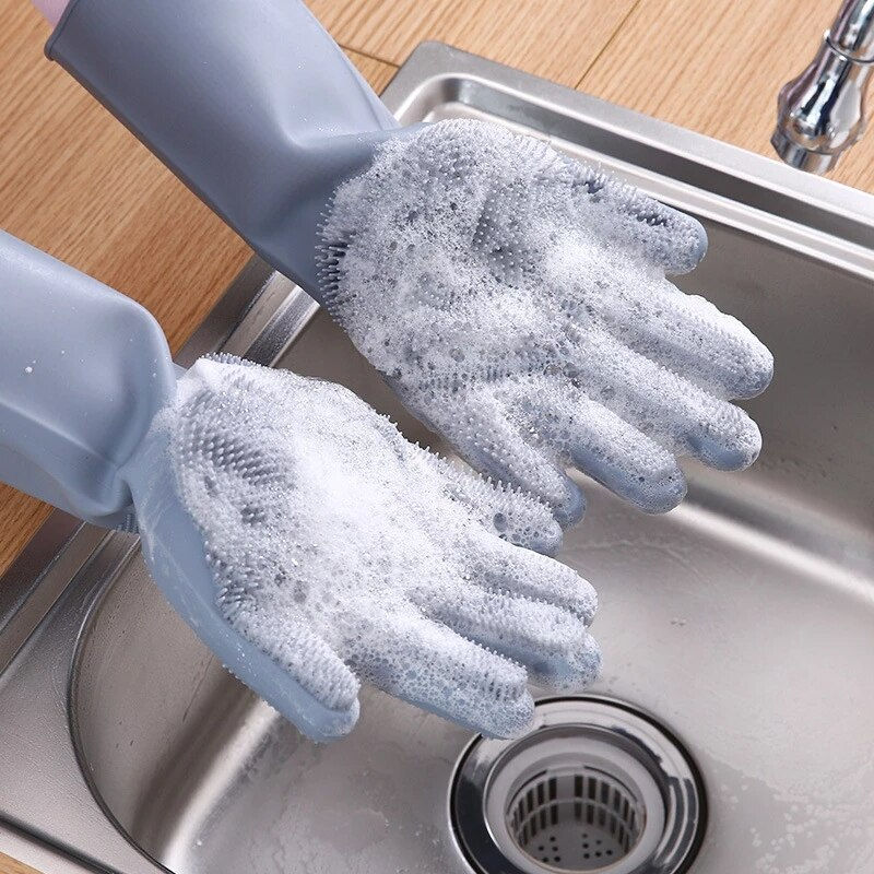 Dishwashing Cleaning Gloves Magic Silicone Rubber Dish Washing Gloves for House