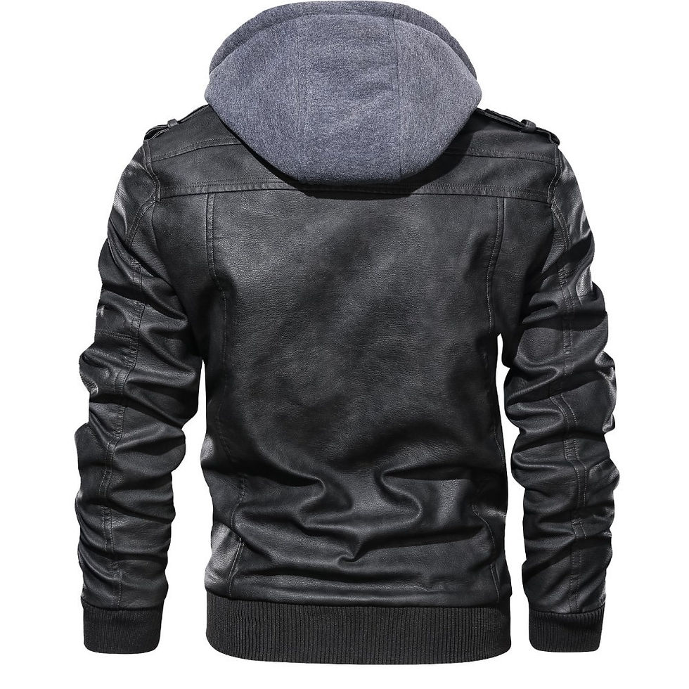 Thumbnail: Crocodile brand Hood Mens Leather Jacket Motorcycle Winter Fleece Warm Biker Vi