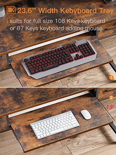 Thumbnail: Desk with Keyboard Tray and Drawers, 48 inch Office Desk with Storage, Writing