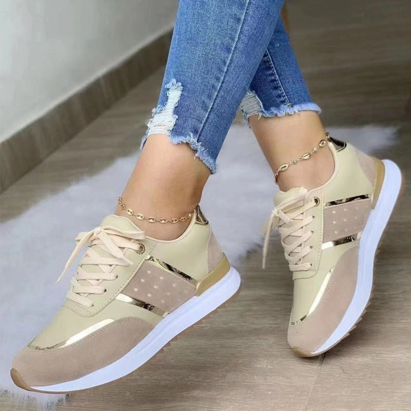Thumbnail: Women Sneakers Platform Shoes Leather Patchwork Casual Sport Shoes Ladies Outdo