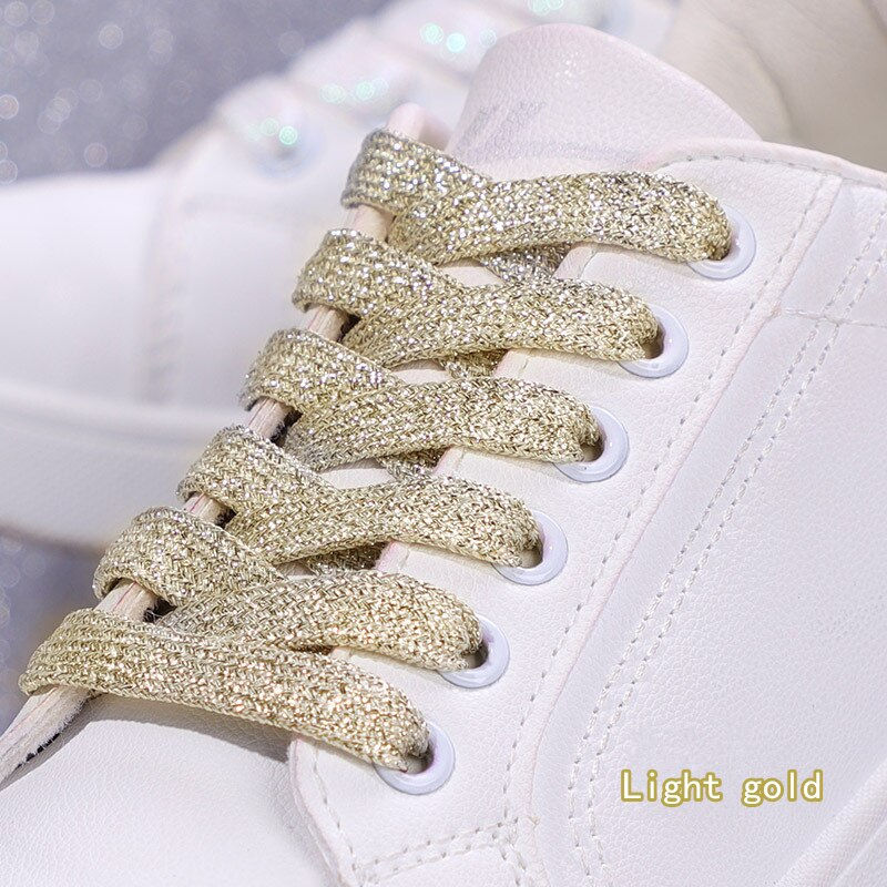 Thumbnail: NEW Fashion Glitter Shoelaces Colorful Flat Shoe laces for Athletic Running Sne