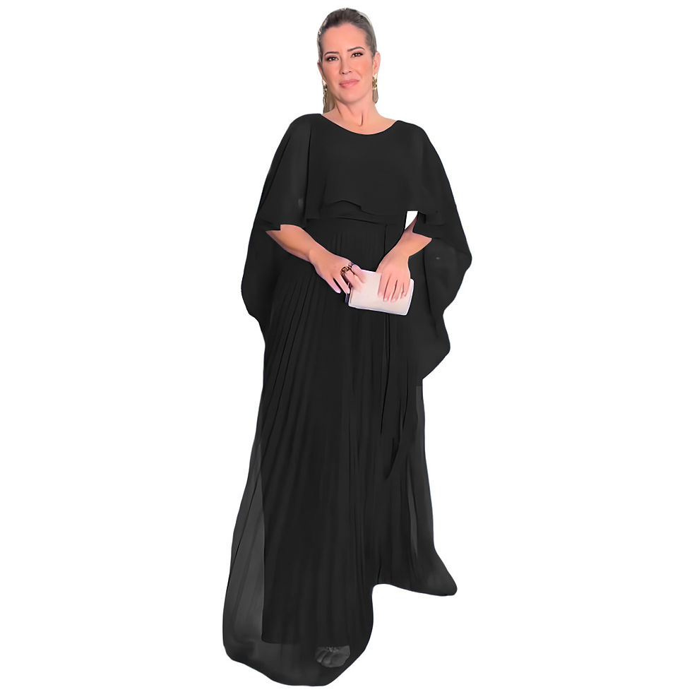 Thumbnail: Women's Chiffon Pleated Solid Color Shawl High Waist Dress