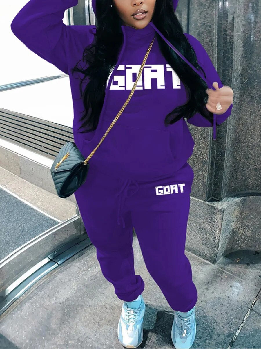 Thumbnail: LW Plus Size Striped Drawstring Tracksuit Set Autumn Women Hoodie Pants Set Str