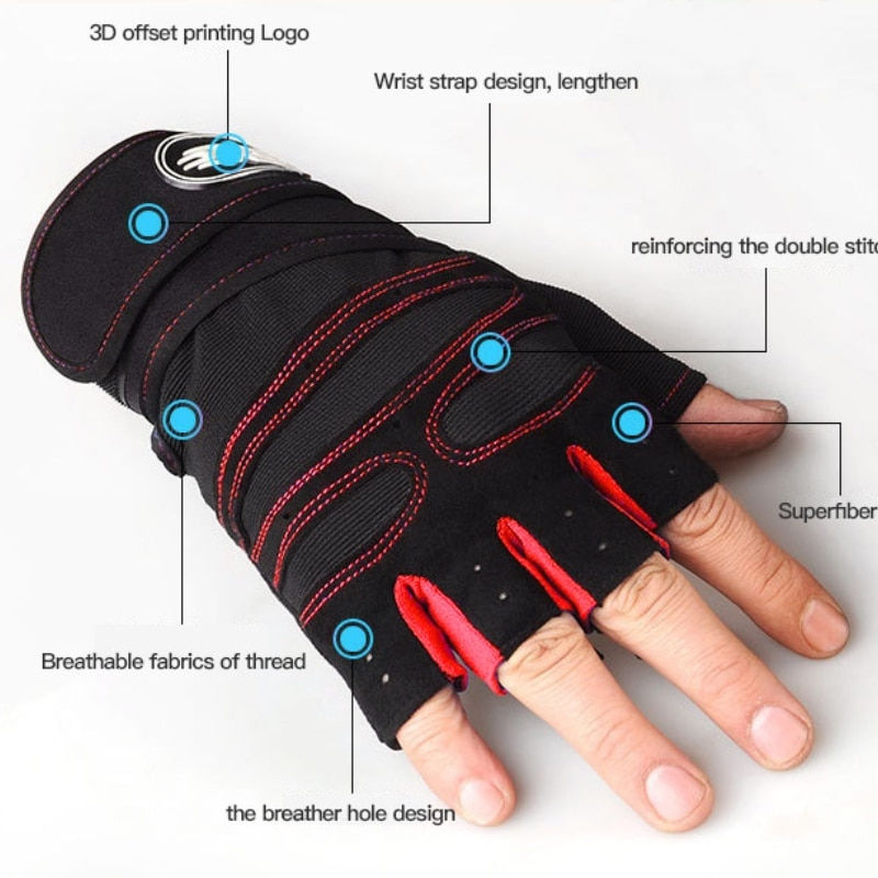Thumbnail: Fitness Half Finger Gloves Men And Women Wrist Guard Sports Dumbbell Riding Non