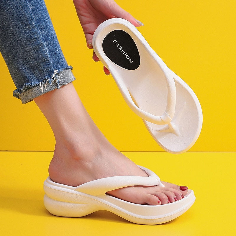 Thumbnail: Thick Sole Wedges Flip Flops For Women 2023 Summer Clip  Platform Sandals Woman
