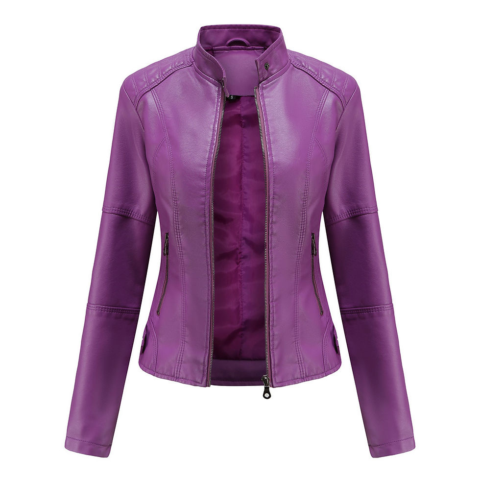 Thumbnail: Thin Large Size Leather Clothing With Stand Collar Slim-fit Jacket