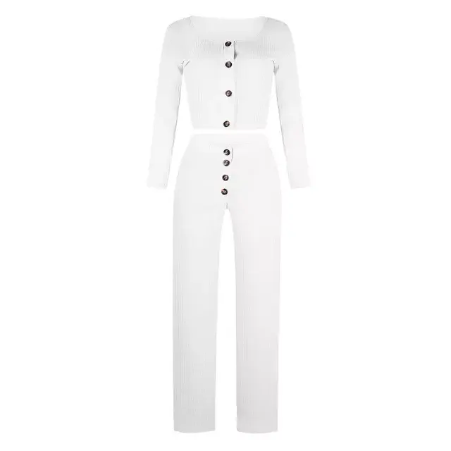 Miniatura: Women Fashion Tracksuits Sets Casual Square Collar Long Sleeve Buttons Cute