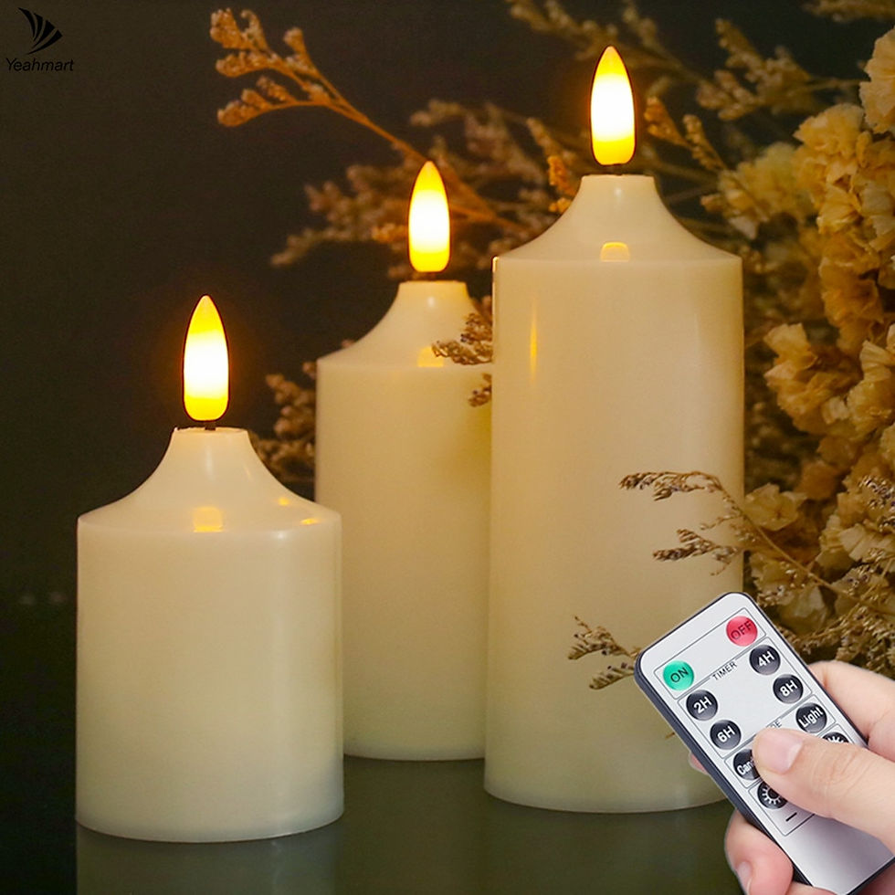 Thumbnail: Flickering Tealight Realistic Flameless LED Candles with Timer Remote Battery