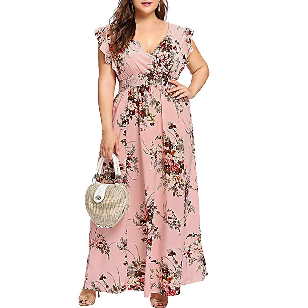 Thumbnail: Women Dresses Summer 2021 Plus Size Sexy V Neck Floral Print Boho Beach Long Ch