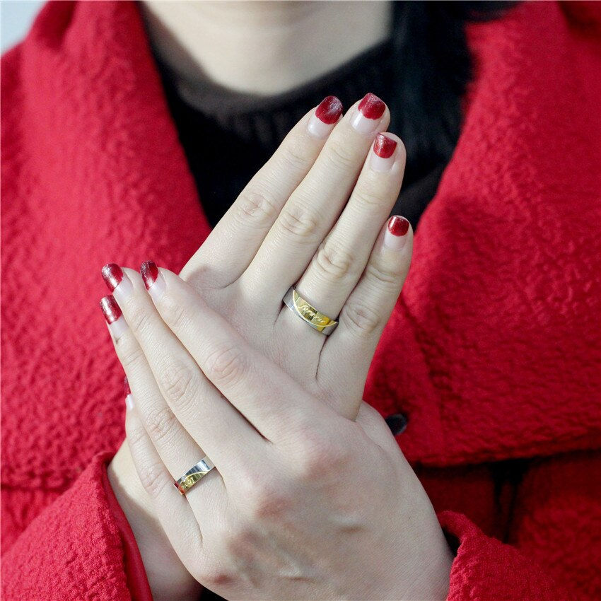Thumbnail: US STOCK Uloveido 2 Rings for Women Jewelry Forever Love Steel Ring Men Cubic