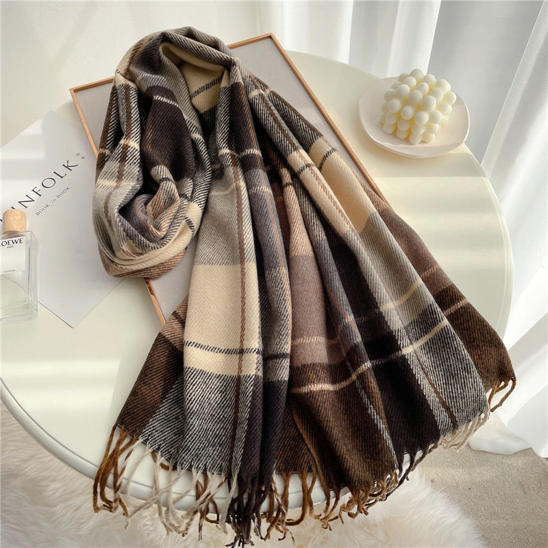 Thumbnail: Thick Warm Winter Scarf Design Print Women Cashmere Pashmina Shawl Lady Wrap Ta
