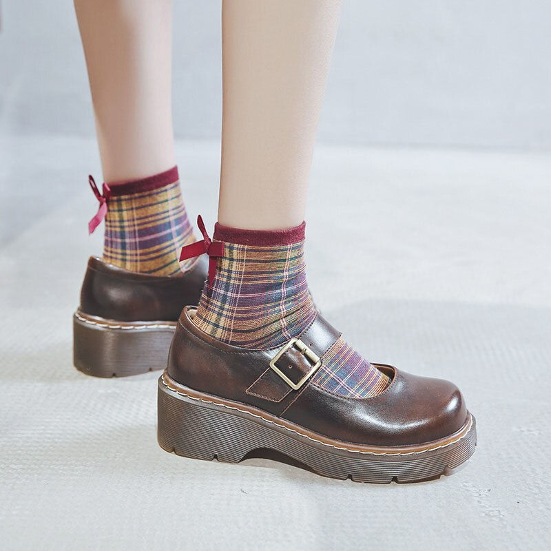 Miniature : Advanced Custom Women Pumps Genuine Leather Buckle Mary Jane Chunky Heel Female