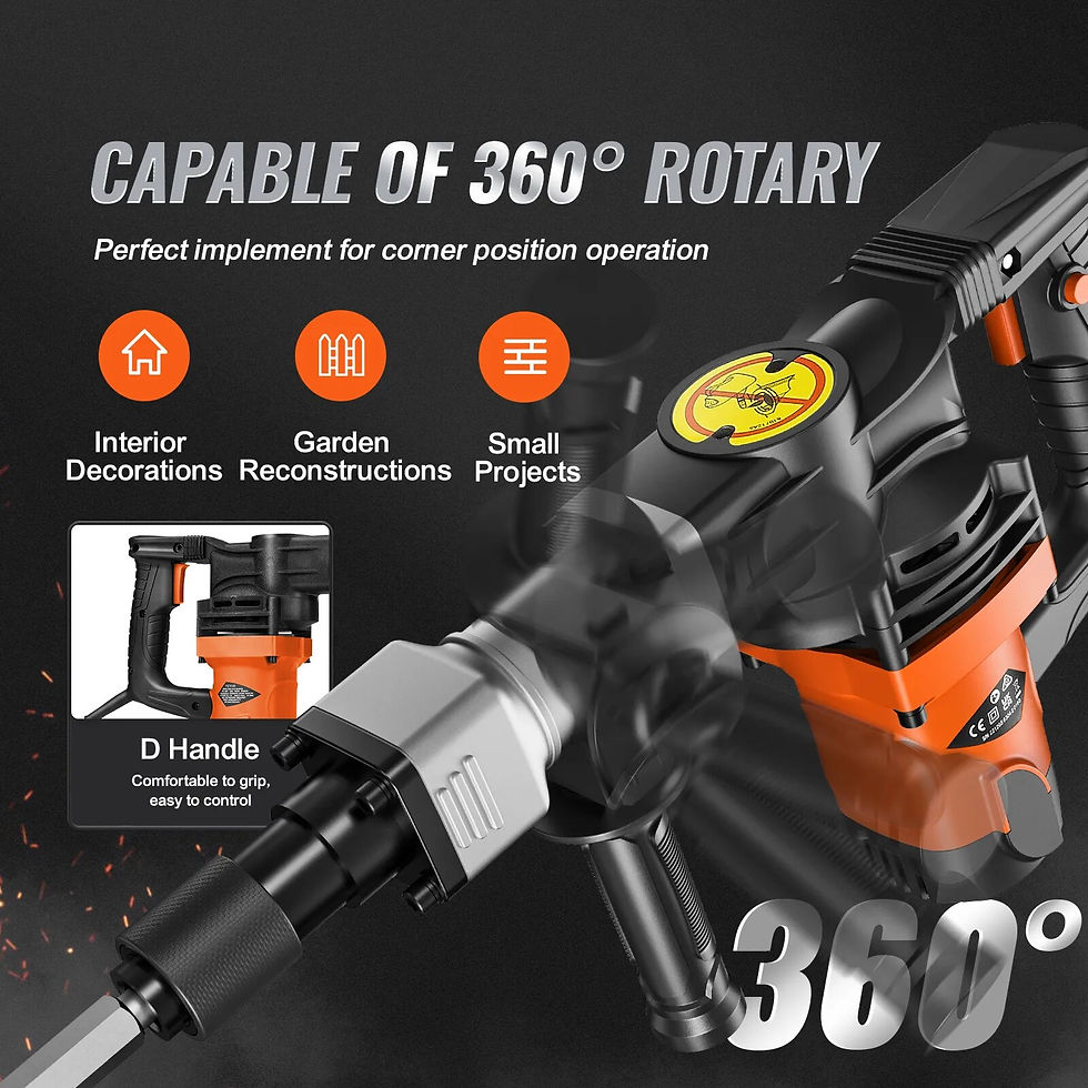 Thumbnail: VEVOR 1400W Demolition Jack Hammer Electric Jackhammer Heavy Duty 2900 BPM Conc