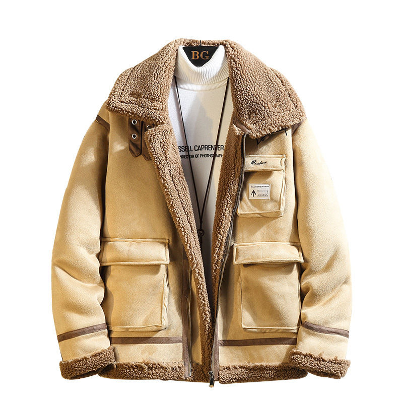 Thumbnail: Fashion Lamb Wool Casual Men's Cotton Coat