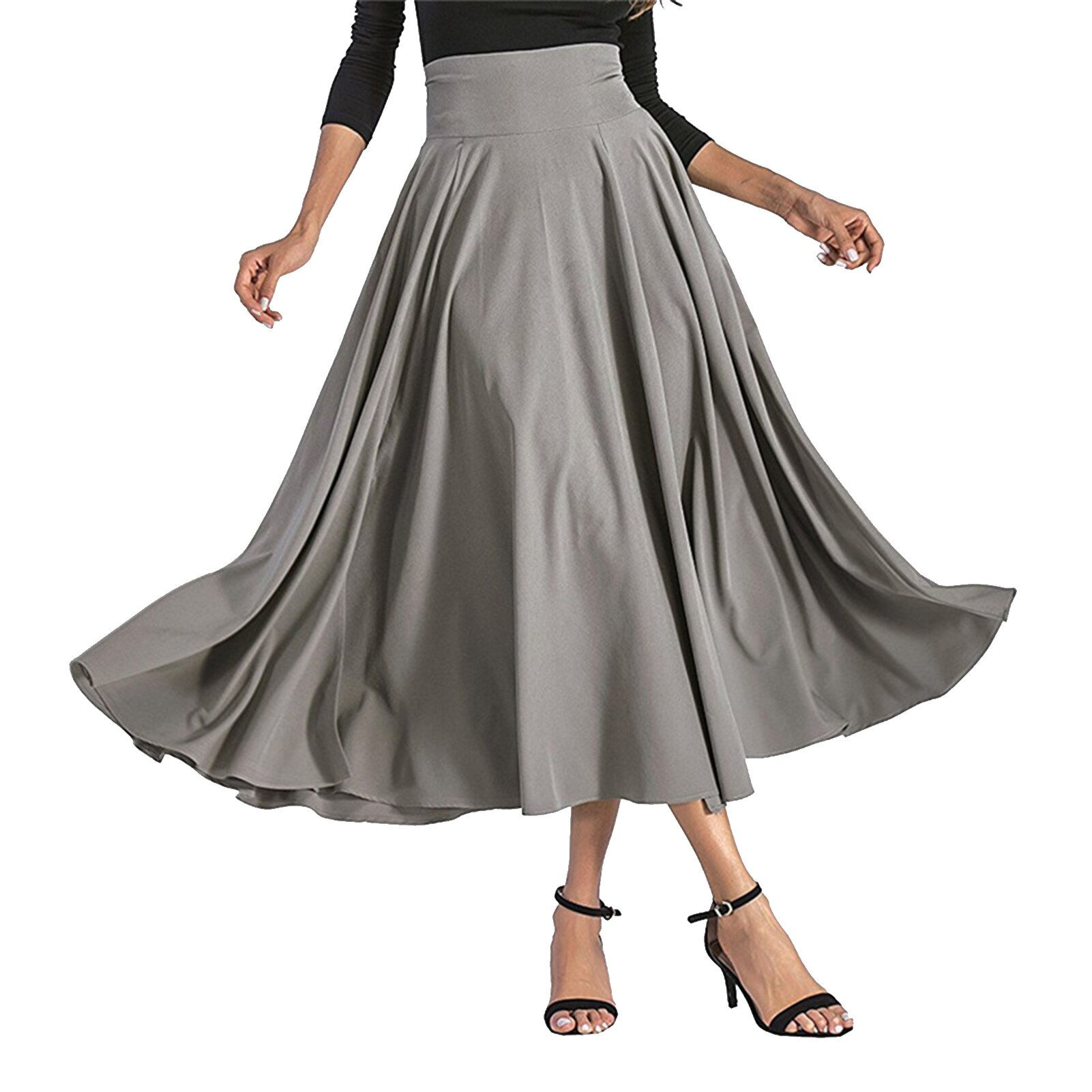 Slimming Elegant Long Length Skirts with Pockets High Waist Solid Color Slit Wr