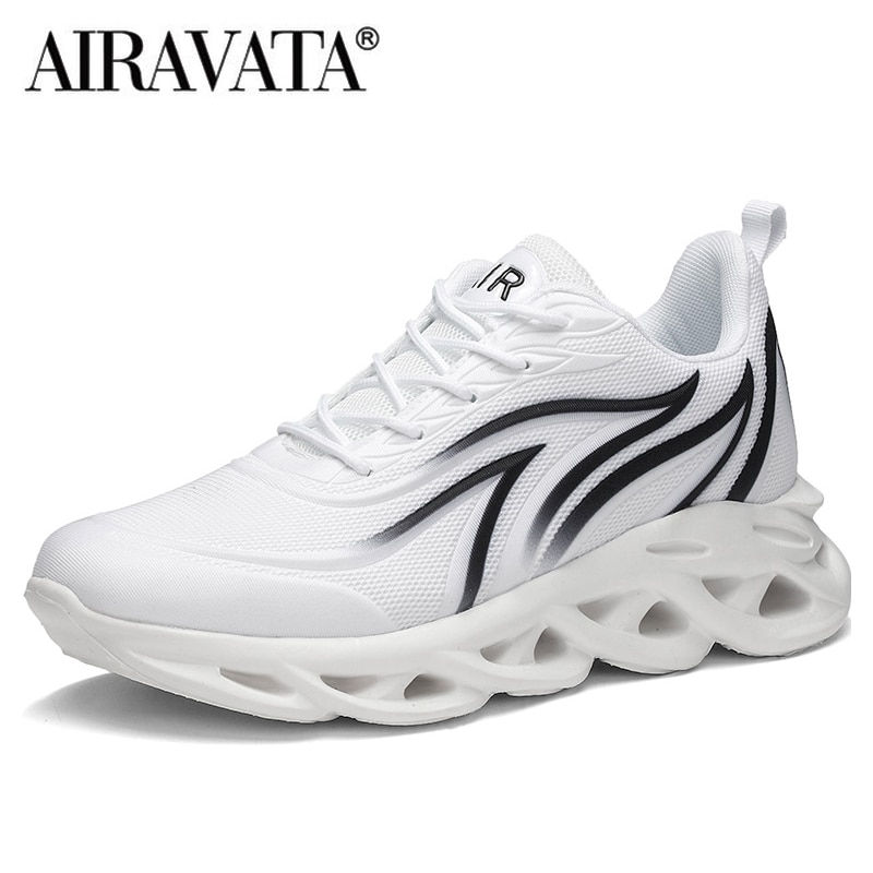 Thumbnail: Men's Flame Printed Sneakers Flying Weave Sports Shoes Comfortable Running Shoe