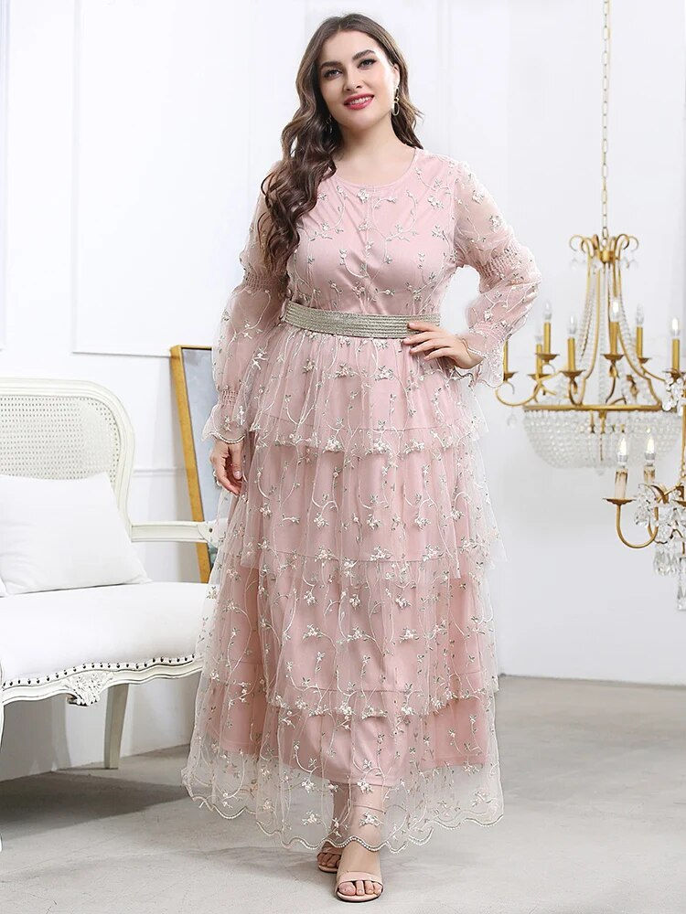 TOLEEN Women Plus Size Maxi Dresses 2023 Luxury Designer Chic Elegant Long Slee