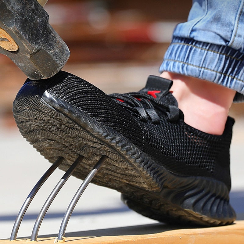 Thumbnail: Breathable Men Work Shoes Summer Safety Shoes Lightweight Protective Sneakers S