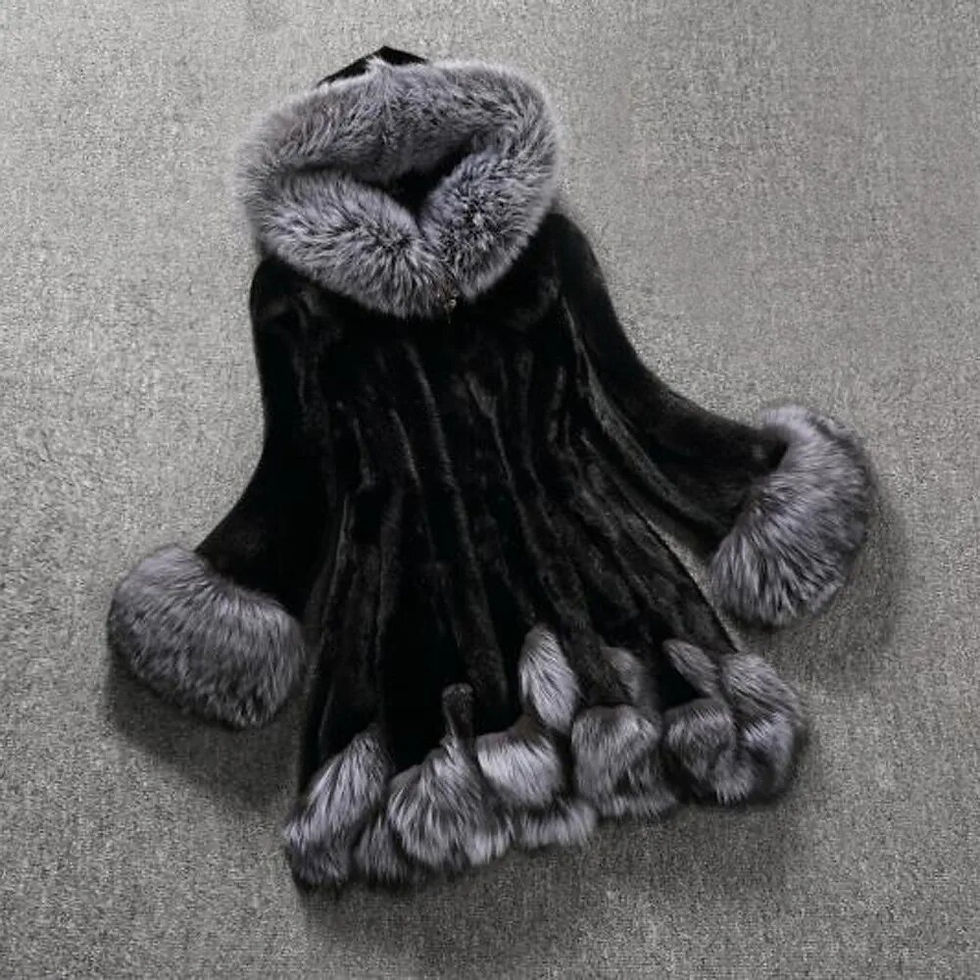 Miniature : Plus Size Women 2023 Faux Fur Coat Jacket Womens Winter Long Sleeve Outwear Flu