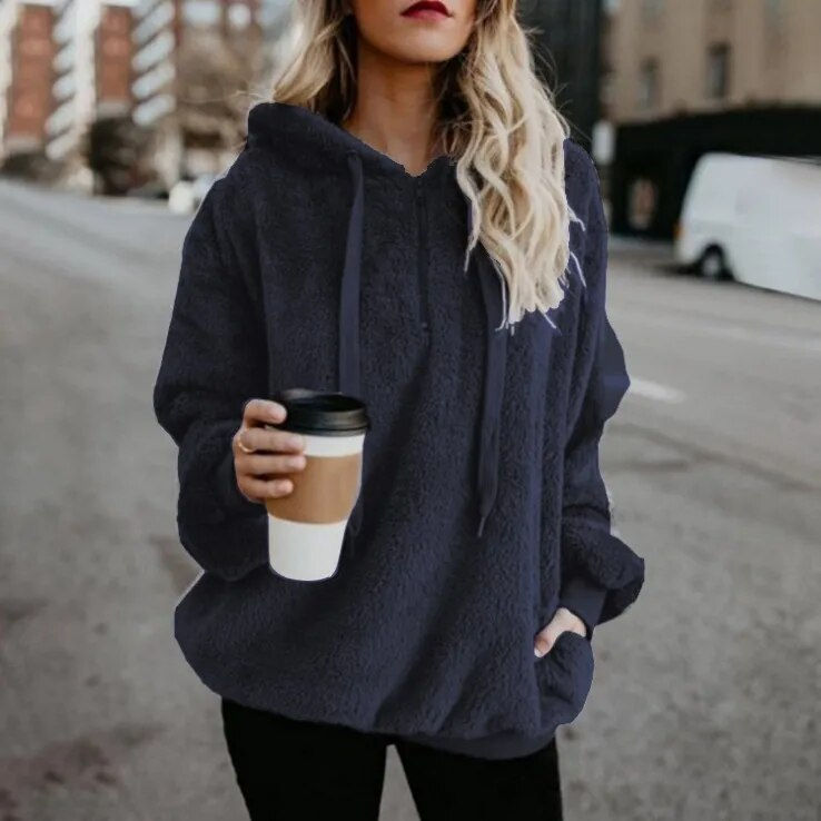 Thumbnail: Autumn Winter Hoodies Long Sleeve Warm Coat Pullover Sweatshirt Plush Turtlenec