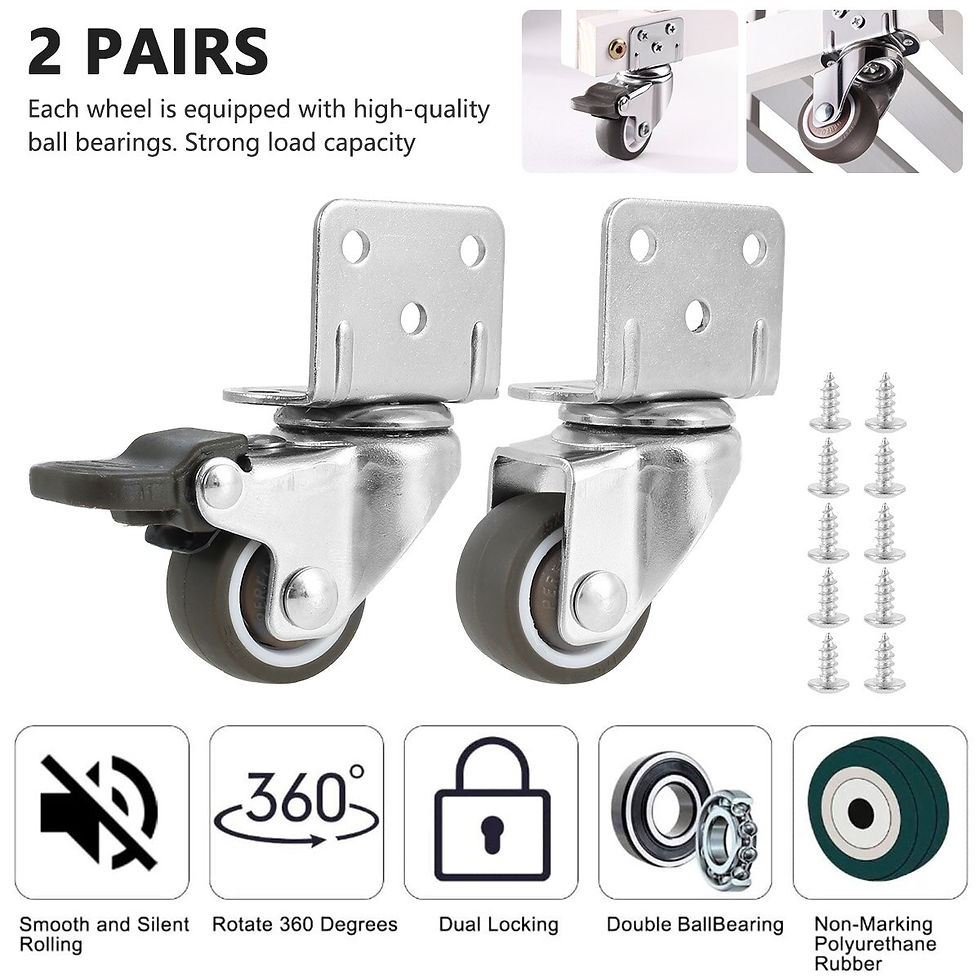 Thumbnail: 4 Pcs Furniture Castors Heavy Duty Casters Swivel Plate Casters L-Shaped Soft