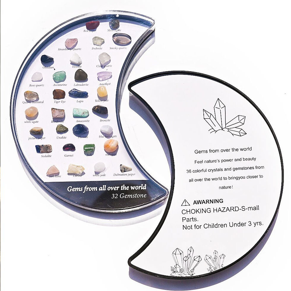 Thumbnail: 32pcs Moon Box Quartz Crystal Chakra Healing Stones And Crystals Set Hexagon Ro