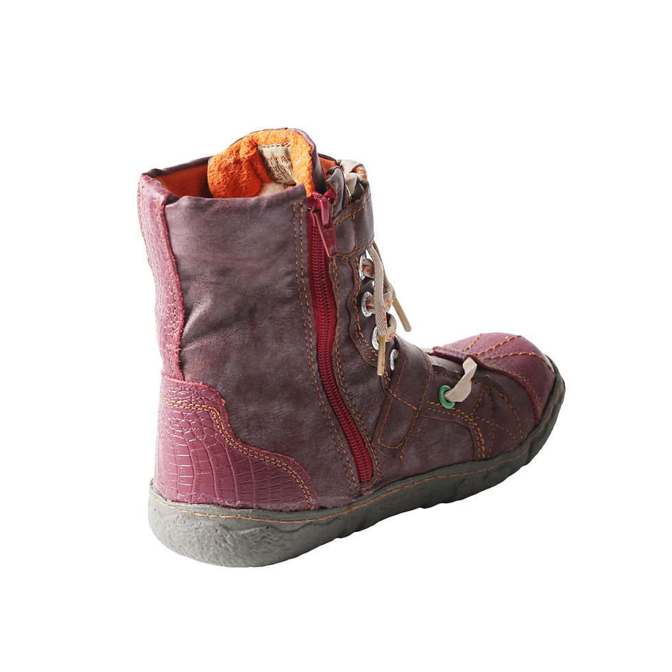 Thumbnail: TMA EYES Double-Strape Washed PU Leather Women's Boot With Faux Fur Lining