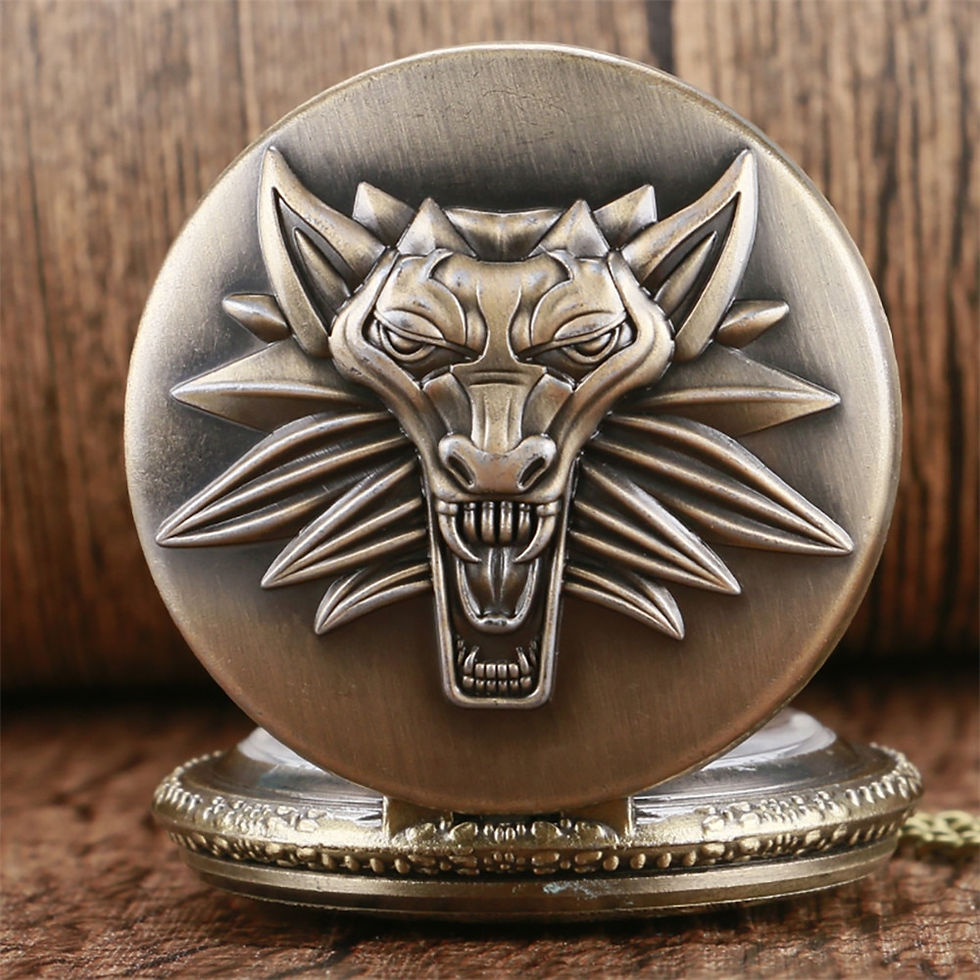 Thumbnail: Bronze roaring lion head embossed personality necklace pocket watch Arabic nume