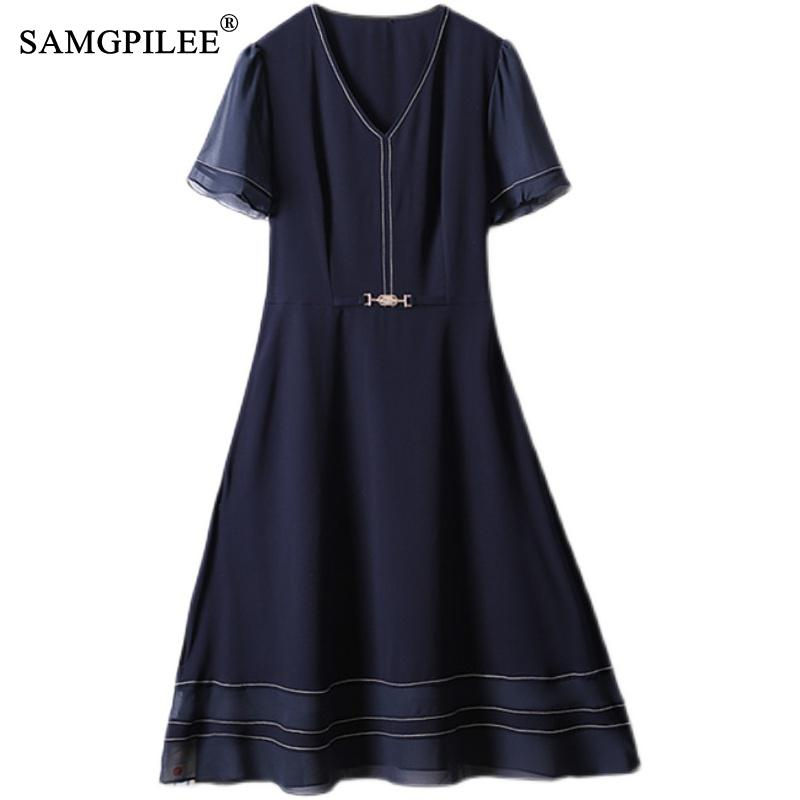 Thumbnail: Casual Summer Women's Dresses 2022 Korean Simple Large Swing V-neck Top-line Ch