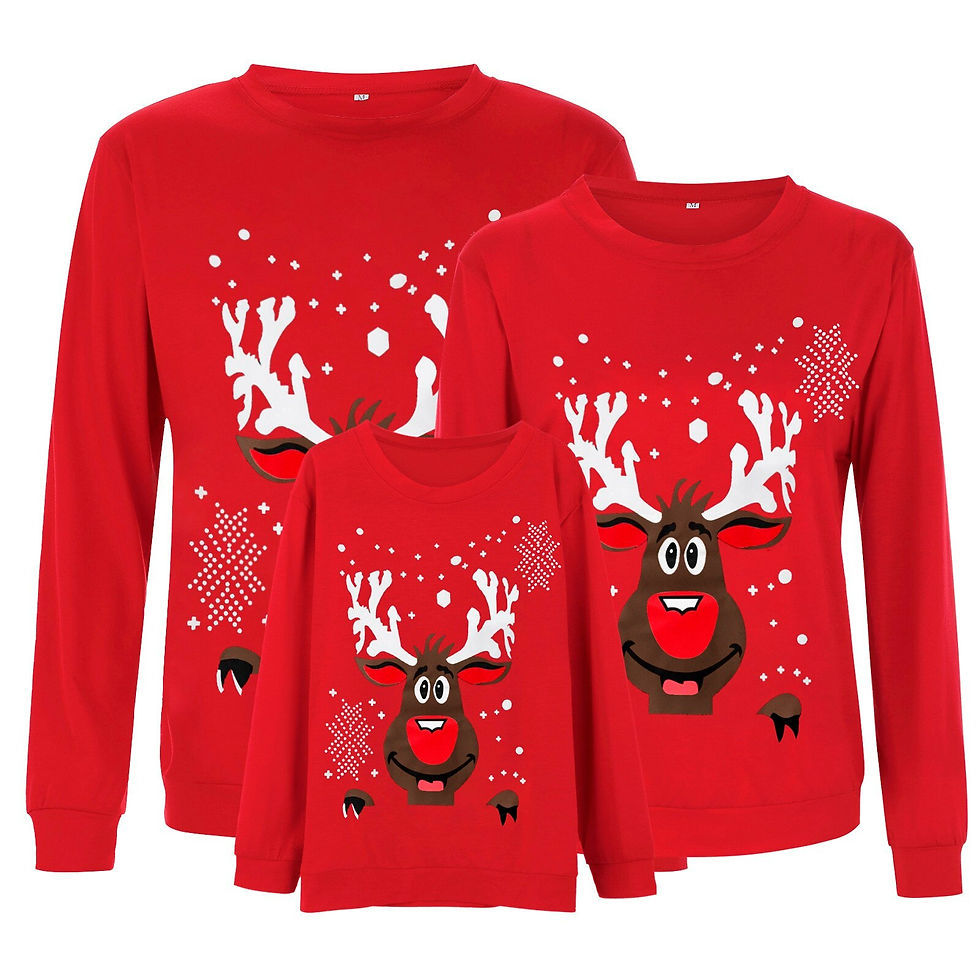 ภาพขนาดย่อ: 2022 Autumn Winter Christmas Deer Printed Warm Sweater T Shirt Father Mother