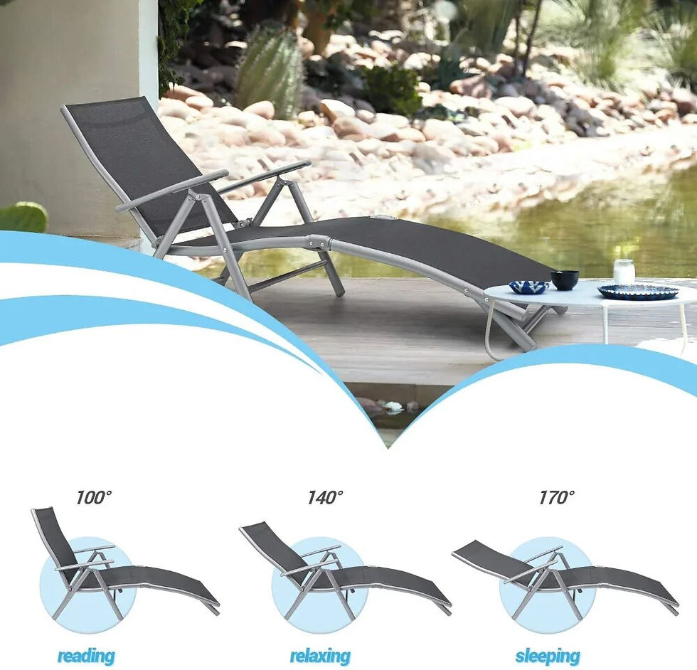 Thumbnail: Patio Lounge Chairs Set of 2 Beach Adjustable Chaise Lounge Outdoor Pool Side F