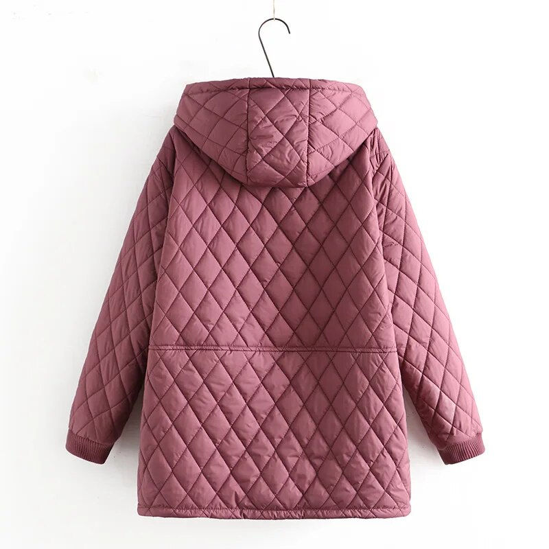 Thumbnail: Plus Size Parkas Women Clothing Winter Middle Aged Wadded Jacket Hooded Argyle